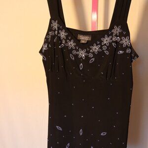 Dress barn Petite Collection Blue Sequence Black cocktail tank - Large